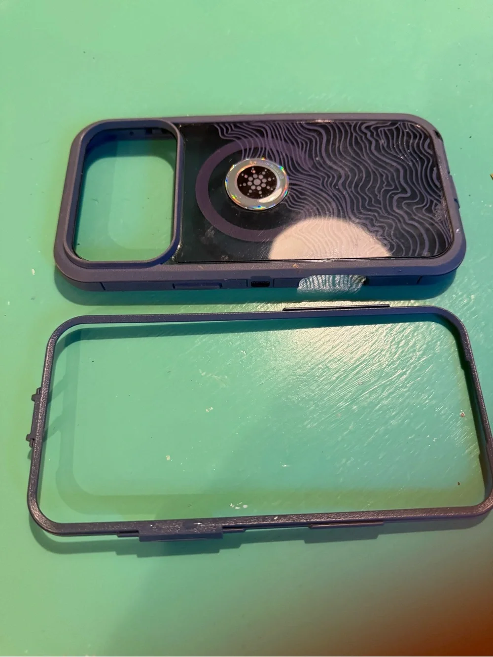OtterBox Navy Blue Phone Case with White MagSafe Ring